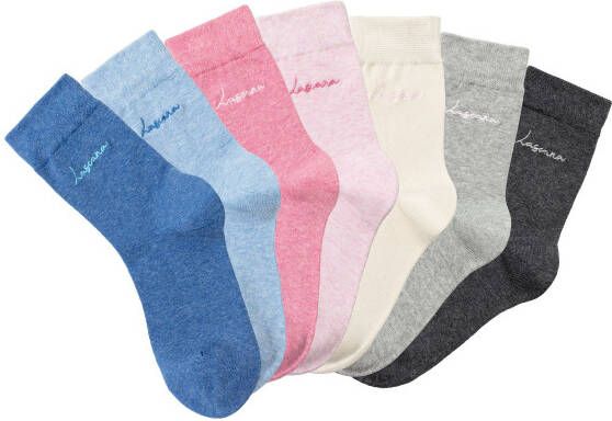 Lascana Basic sokken met hoogwaardig logoborduursel (set 7 paar)