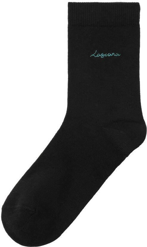 Lascana Basic sokken met hoogwaardig logoborduursel (set 7 paar)
