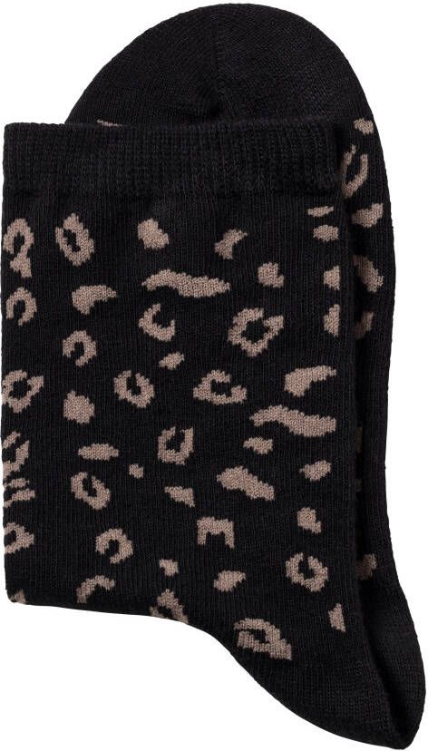 Lascana Basic sokken uni en met animal-design (set 4 paar)