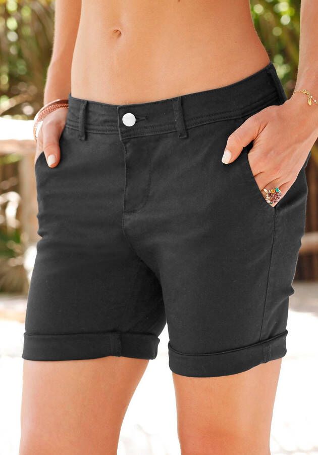 Lascana Bermuda om op te rollen van elastisch katoen korte broek shorts