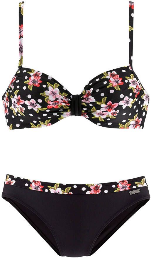 Lascana Beugelbikini verstelbare banden bikini-broek met bedrukte tailleband
