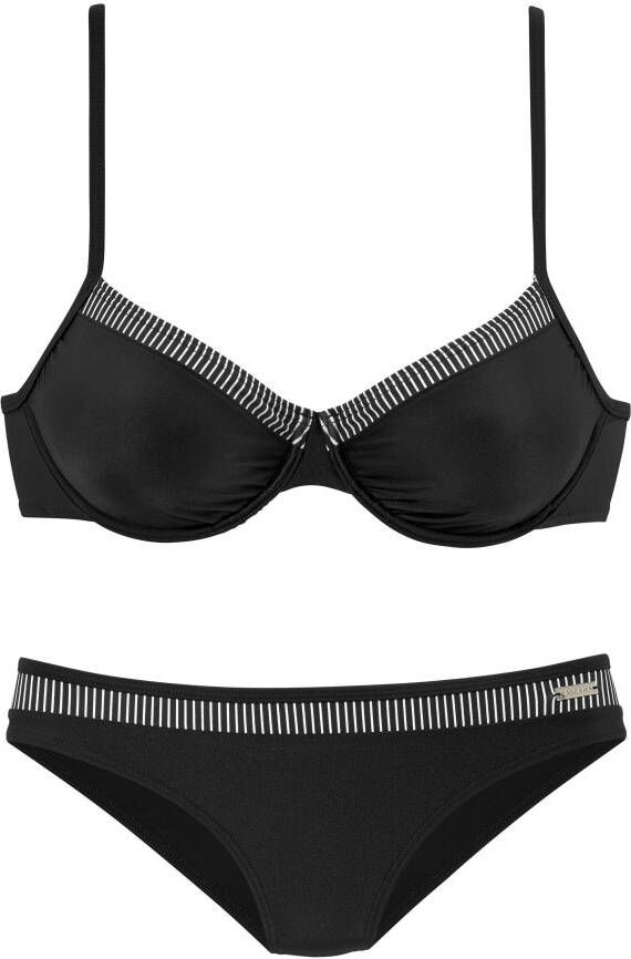 Lascana Beugelbikini met gestreepte inzetten