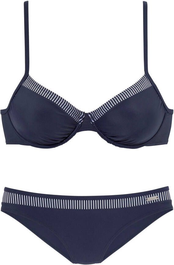 Lascana Beugelbikini met gestreepte inzetten