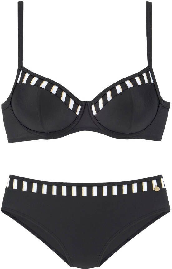 Lascana Beugelbikini met goudkleurige strepen