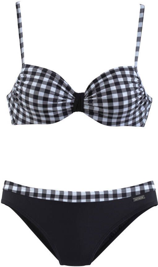 Lascana Beugelbikini zwart-witte ruitprint - Foto 2