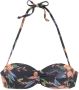 Lascana voorgevormde gebloemde strapless bandeau bikinitop donkergrijs blauw roze - Thumbnail 7