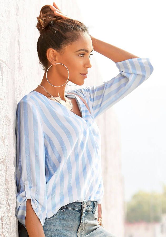 Lascana Blouse zonder sluiting met streep-print lichte geweven stof damesblouse