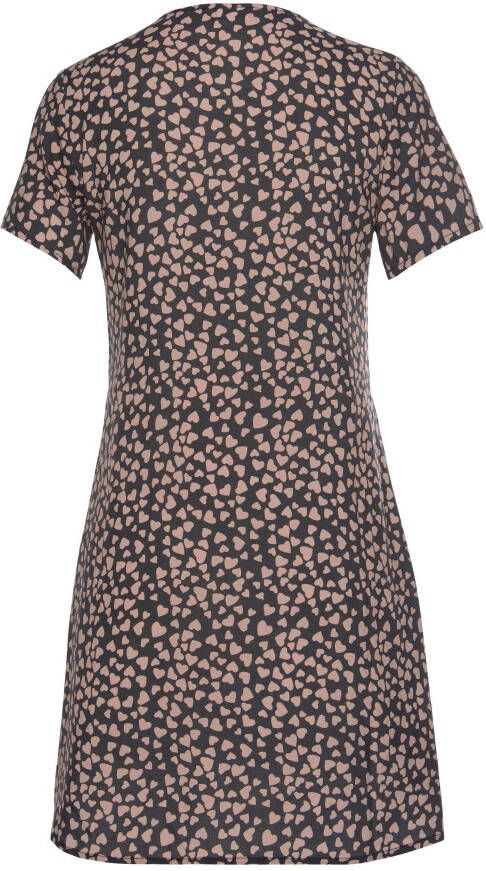 Lascana Blousejurk met hartjes-print soepelvallende t-shirtjurk zomerjurk strandjurk