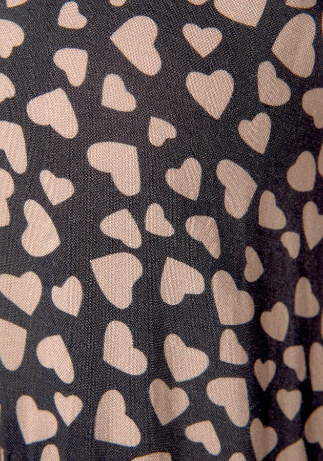 Lascana Blousejurk met hartjes-print soepelvallende t-shirtjurk zomerjurk strandjurk