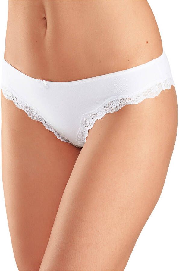 Lascana Brazilian slip van elastische katoen met delicate kant (3 stuks)