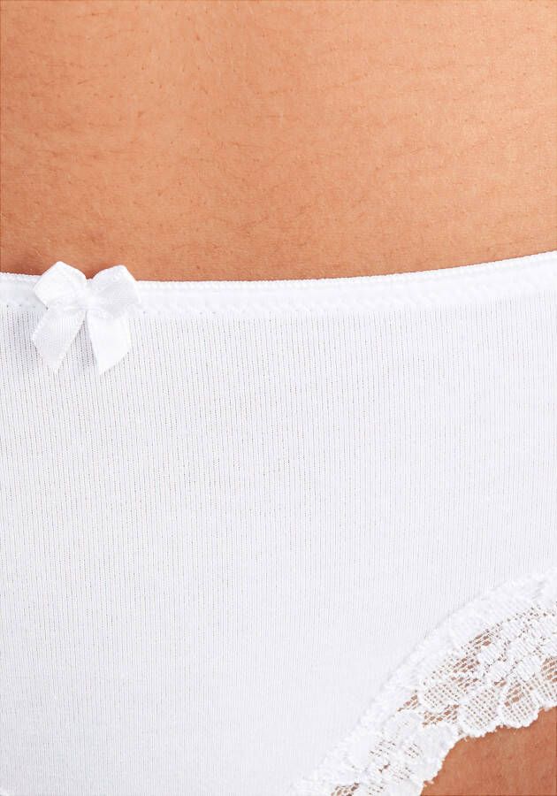 Lascana Brazilian slip van elastische katoen met delicate kant (3 stuks)