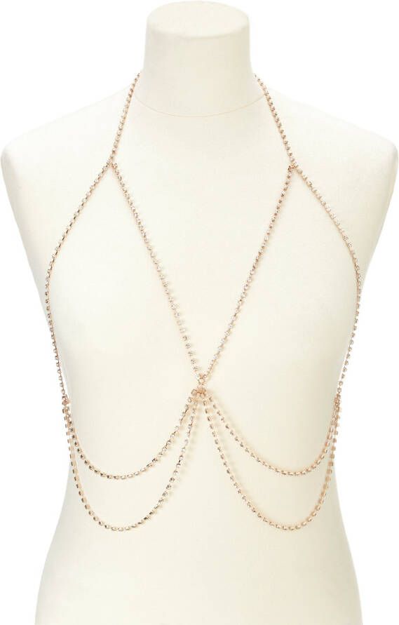 Lascana Lange ketting met strass lichaamsketting kettingriem bikiniketting halsketting