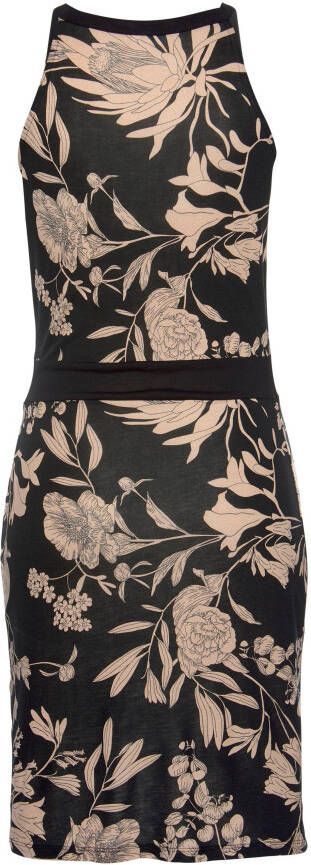 Lascana Gedessineerde jurk met bloemenprint korte zomerjurk strandjurk nauwsluitend