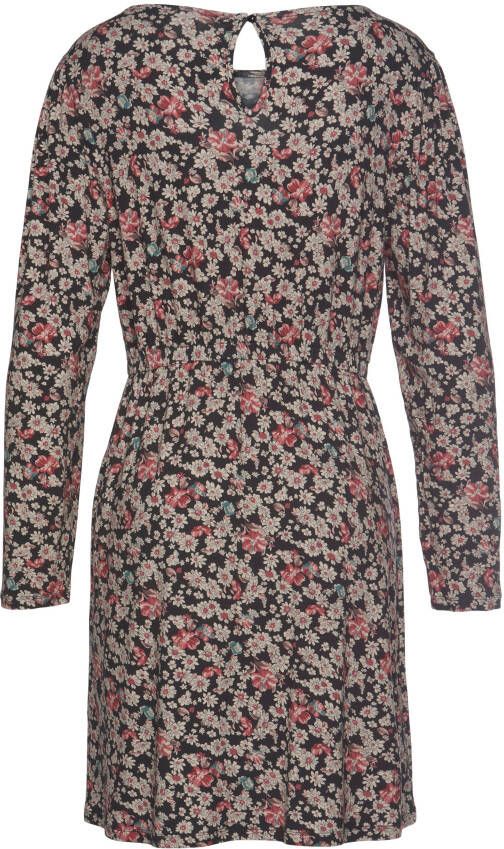 Lascana Jerseyjurk met bloemenprint en lange mouwen mini jurk zomerjurk