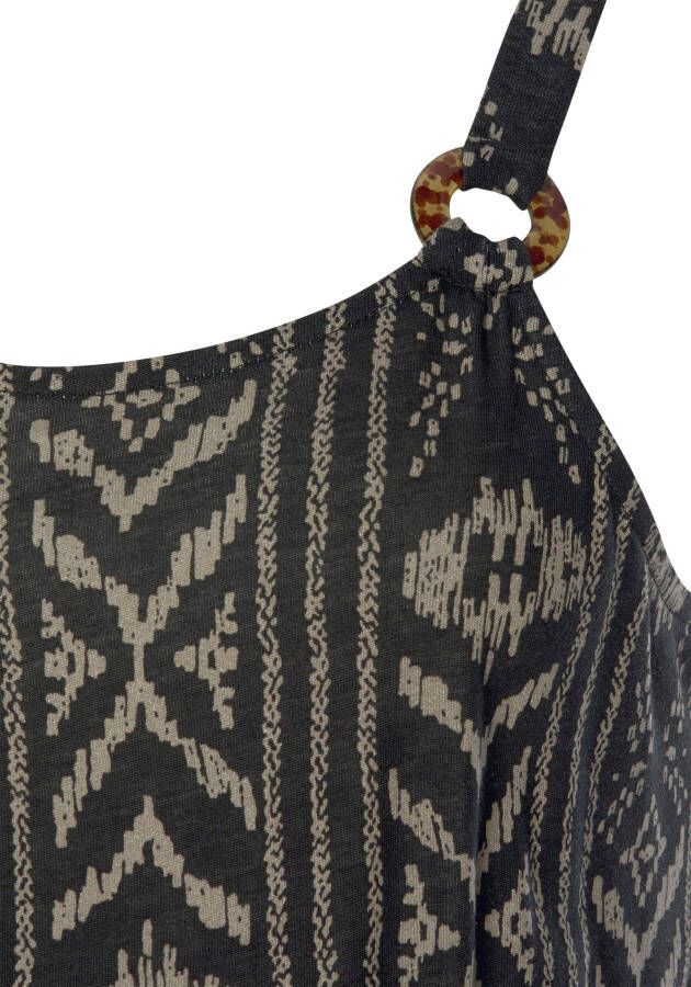 Lascana Jerseyjurk met ring details op de schouderbandjes zomerjurk met all-over print strandjurk