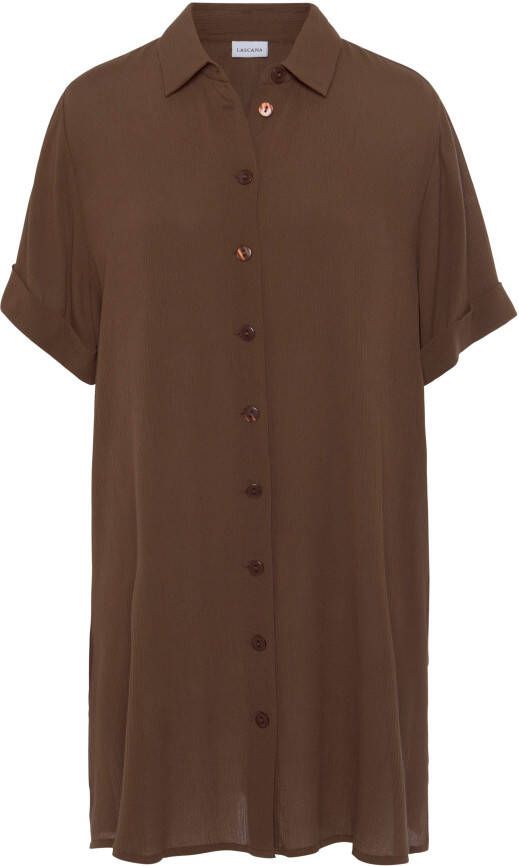 Lascana Lange blouse met knoopsluiting blouse met korte mouwen blousejurk zomers