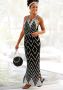 Lascana Maxi-jurk in zwart-wit design met split zomerjurk strandjurk - Thumbnail 8