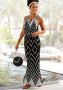 Lascana Maxi-jurk in zwart-wit design met split zomerjurk strandjurk - Thumbnail 9