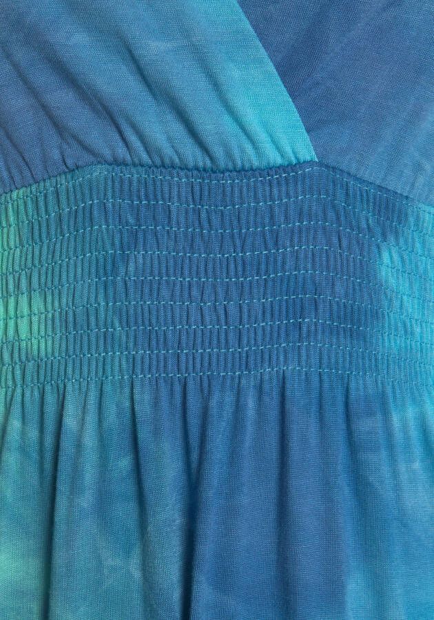 Lascana Maxi-jurk met batik print en verstelbare halslijn zomerjurk strandjurk
