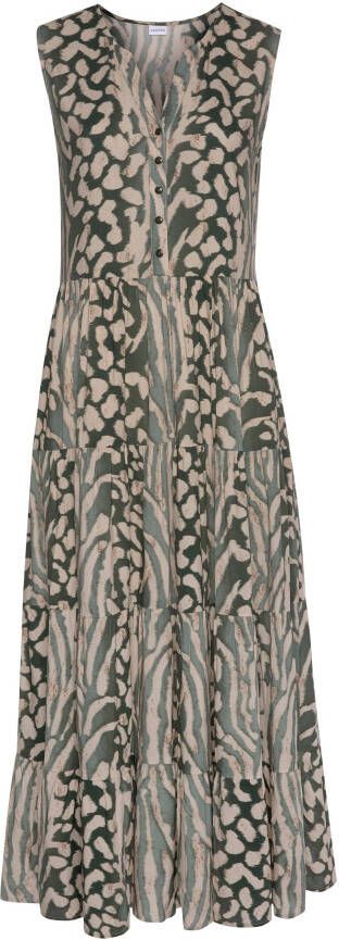 Lascana Maxi-jurk met animal print en knoopsluiting zomerjurk strandjurk