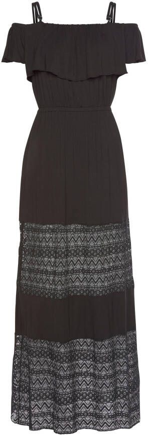 Lascana Maxi-jurk met kanten inzetten in de rok