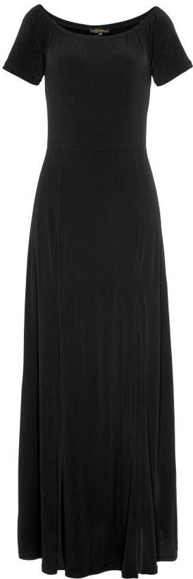 Lascana Maxi-jurk met lange splits en carmen-halslijn off-the-shoulder basic