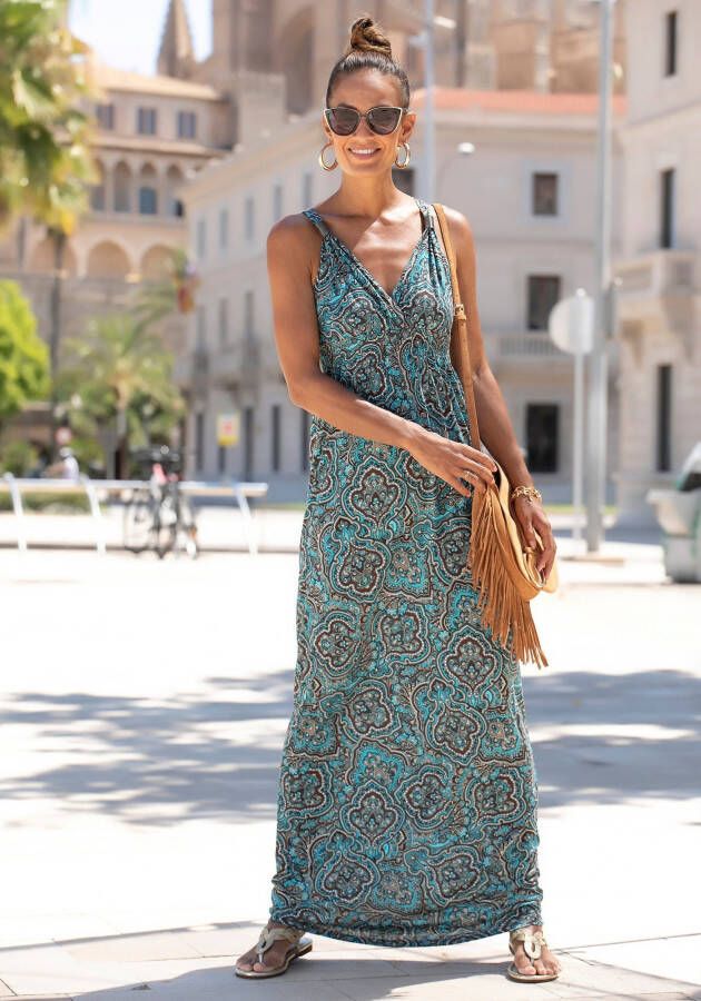 Lascana Maxi-jurk met paisley motief en verstelbare halslijn zomerjurk