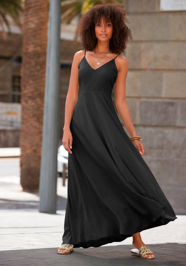 Lascana Maxi-jurk van geweven viscose cut-outs op de rug zomerjurk
