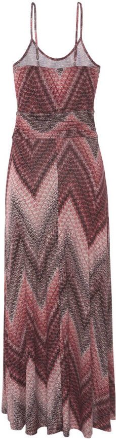 Lascana Midi-jurk met zigzag patroon en split zachte jersey jurk zomerjurk