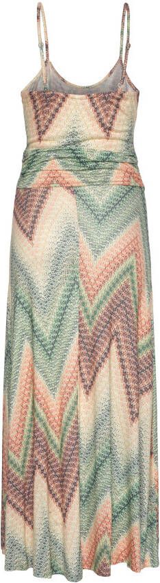 Lascana Midi-jurk met zomerse print en split zomerjurk strandjurk