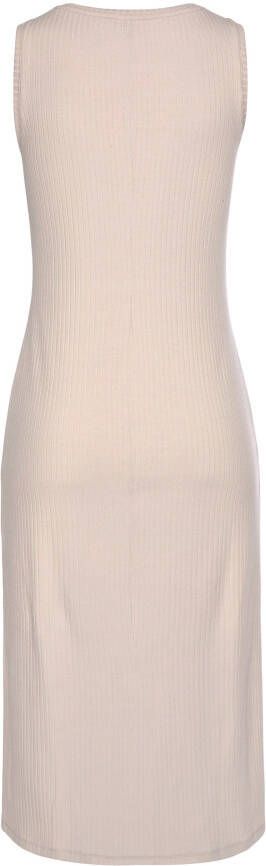 Lascana Midi-jurk van geribde stof nauwsluitende pasvorm zomerjurk basic