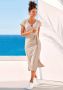 Lascana Midi-jurk van geribde stof wikkeljurk met split casual-chic (Met een bindceintuur) - Thumbnail 7
