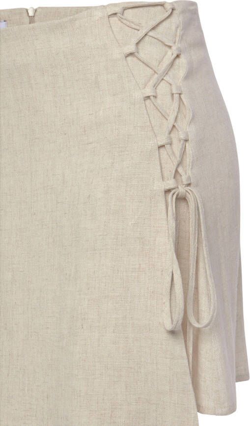 Lascana Minirok met linnen en decoratieve koordsluiting korte linnen rok mini rok