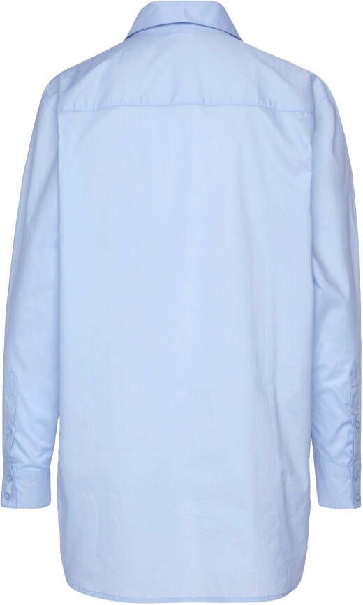 Lascana Overhemdblouse achter langer gesneden damesblouse van katoen klassiek-elegant