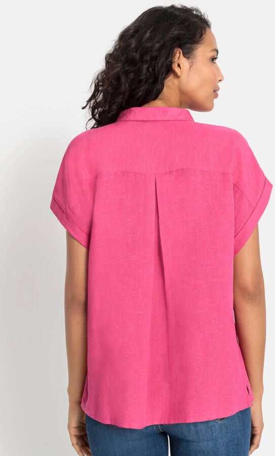 Lascana Overhemdblouse van mix van linnen met knoopsluiting linnen blouse met korte mouwen