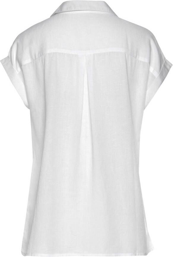 Lascana Overhemdblouse van mix van linnen met knoopsluiting blouse met korte mouwen linnen blouse