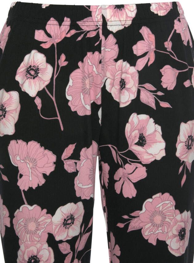 Lascana Pyjama met bloemmotief en kanten details (2-delig 1 stuk)