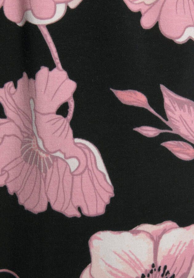 Lascana Pyjama met bloemmotief en kanten details (2-delig 1 stuk)