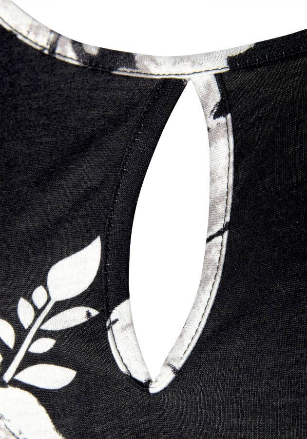 Lascana Shirt met 3 4-mouwen met trompetmouwen en cut-outs bloemenprint overhemdblouse