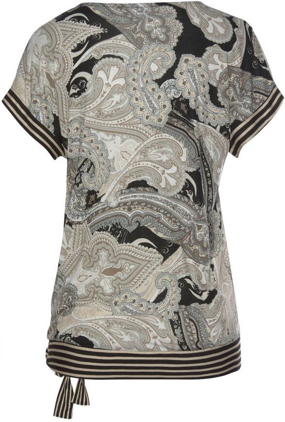 Lascana Shirt met korte mouwen met paisley print en strikdetail v-hals overhemdblouse