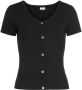 Lascana Shirt met korte mouwen van geribde stof met decoratieve knoopsluiting t-shirt v-hals - Thumbnail 2