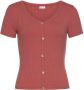 Lascana Shirt met korte mouwen van geribde stof met decoratieve knoopsluiting t-shirt v-hals - Thumbnail 2