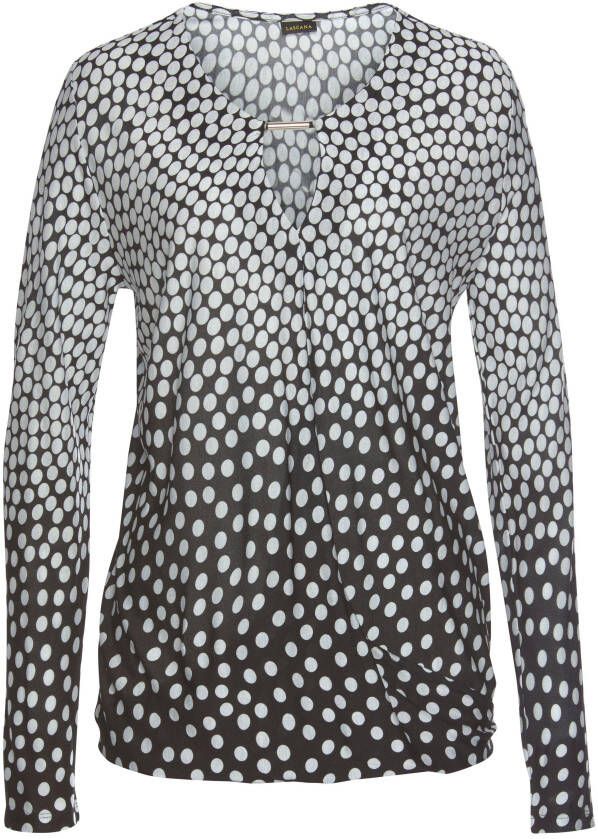 Lascana Shirt met lange mouwen met sierdetail bij de hals overhemdblouse met all-over print