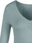 Lascana Shirt met lange mouwen Ribshirt met een v-hals en kleine plooi (Set van 2) - Thumbnail 4