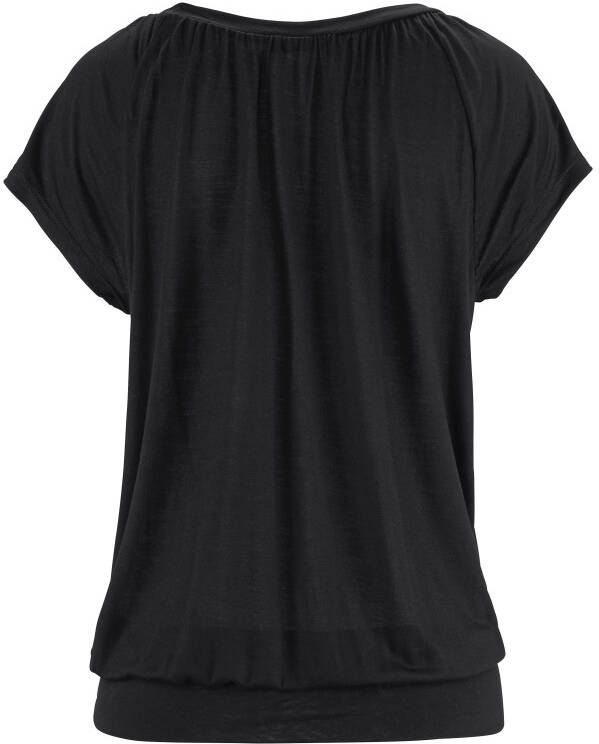 Lascana Shirt met V-hals met brede elastische tailleband t-shirt met v-hals basic