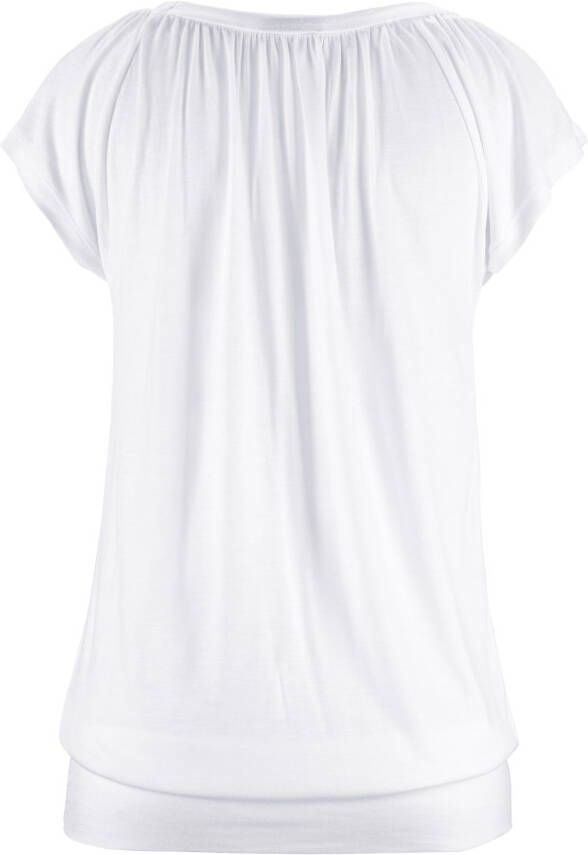 Lascana Shirt met V-hals met brede elastische tailleband t-shirt met v-hals basic