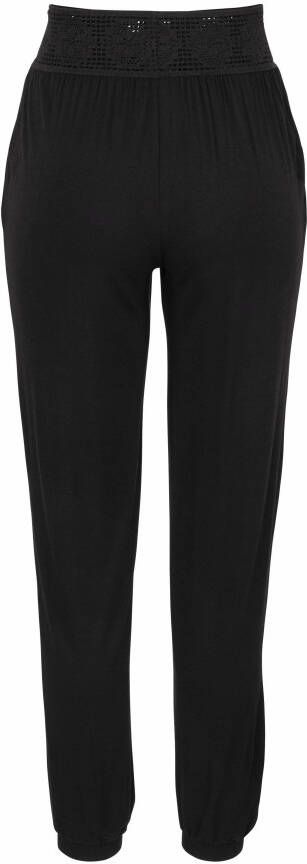 Lascana Strandbroek met gehaakte tailleband en zakken jersey broek elastisch comfortabel