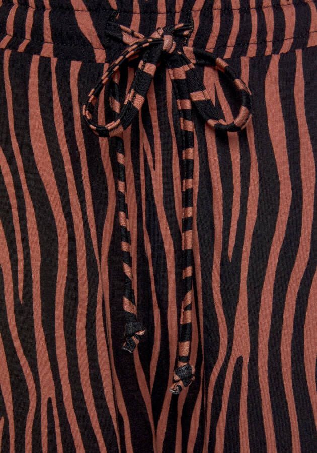 Lascana Strandbroek met zebraprint en zakken jersey broek loungebroek