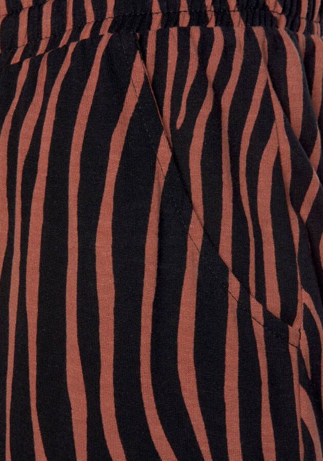 Lascana Strandbroek met zebraprint en zakken jersey broek loungebroek