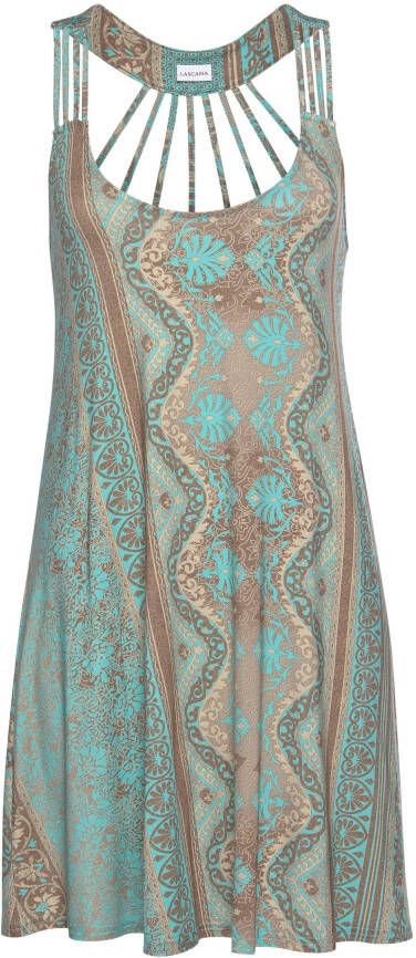 Lascana Strandjurk met prachtige rug zomerjurk met all-over print mini jurk